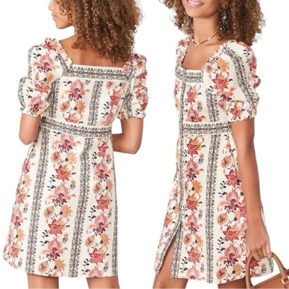 Spartina Catrina Denim Dress in floral Linden Thistle Stripe Women’s Size XS - Picture 1 of 11